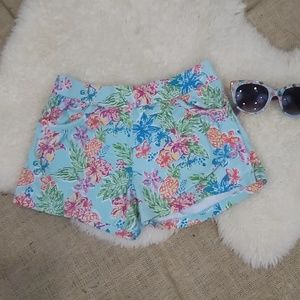 Gymboree Girls Sz 10 Blue Floral Pull on Shorts